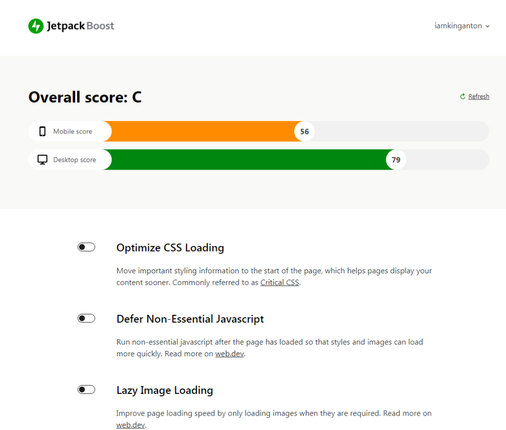 Jetpack Boost score