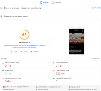 Google page speed insight wix mobile